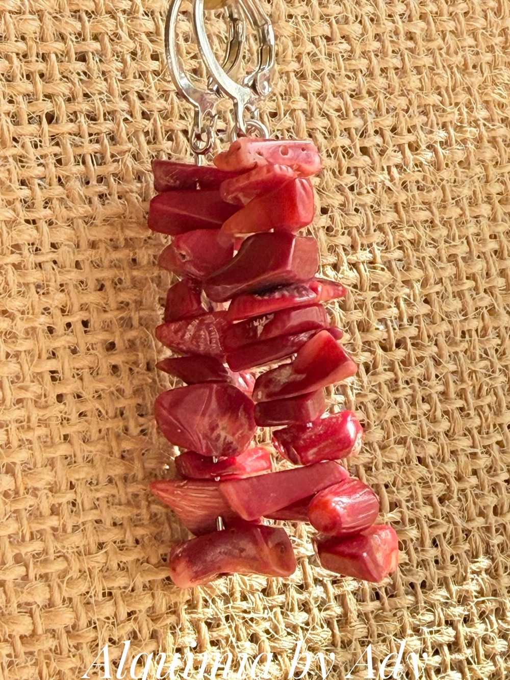 Red Natural Chip Drop Earrings - Women Jewelry